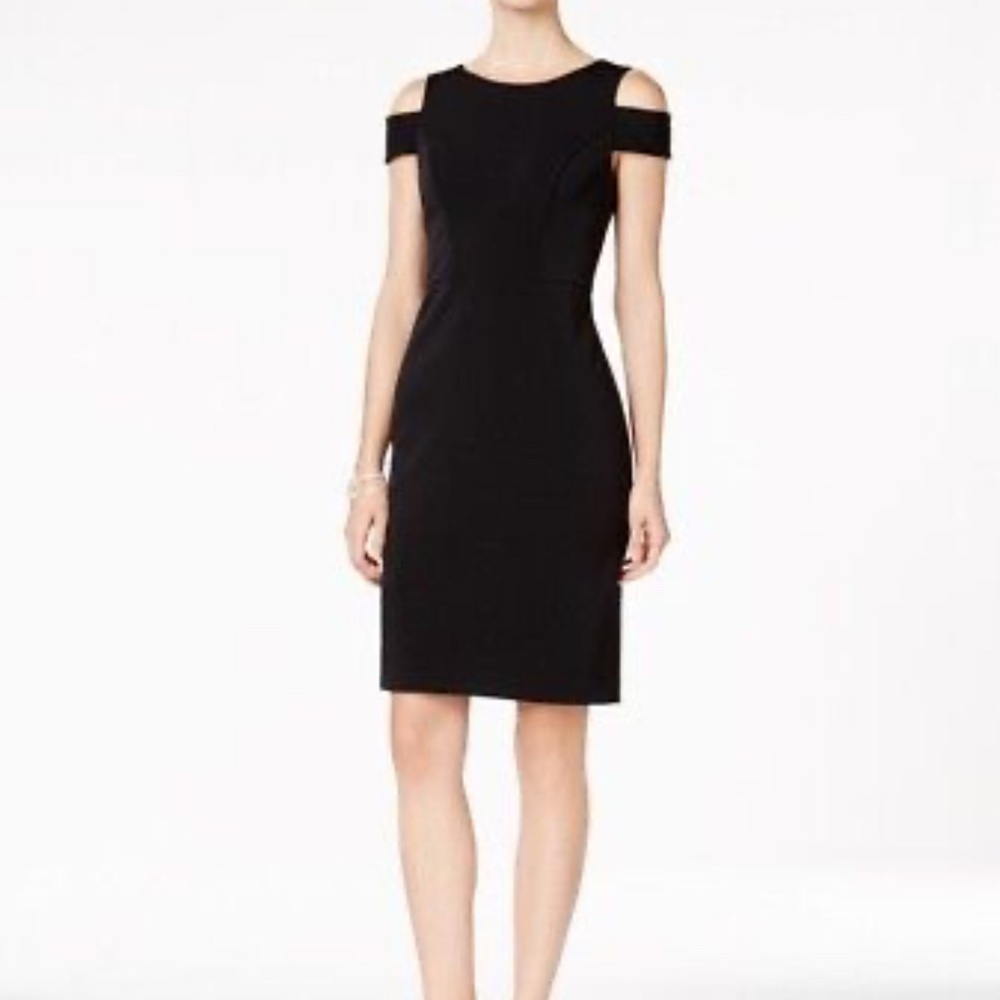 Vince Camuto Black Cold Shoulder Sheath Dress